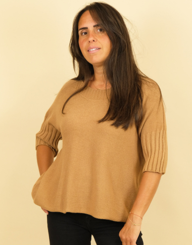 Wholesaler Capucine - Sweater - Wool, Borkot collar and sleeves | Tina