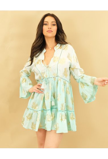 Wholesalers Capucine - Dress - Bohemian, Oversize, Gold leaf, Tie and dye | VITTORIA