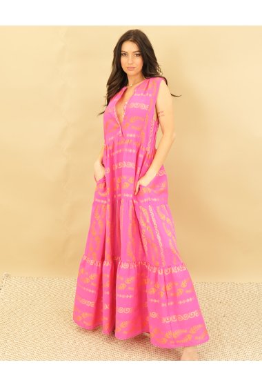 Wholesalers Capucine - Dress - Cotton, Oversize, iridescent, Buttoned + 2 pockets | EVELINA