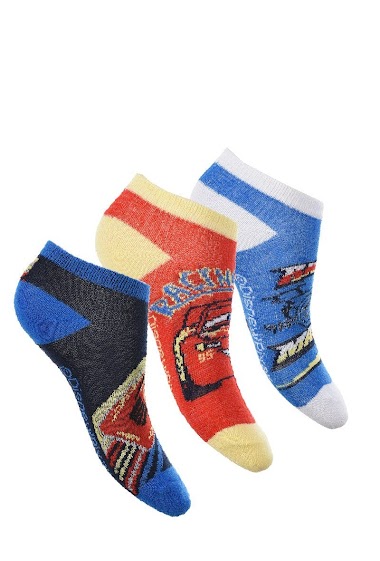 Grossiste Cars - Pack 3 chaussettes basses cars 55%co 25%pe