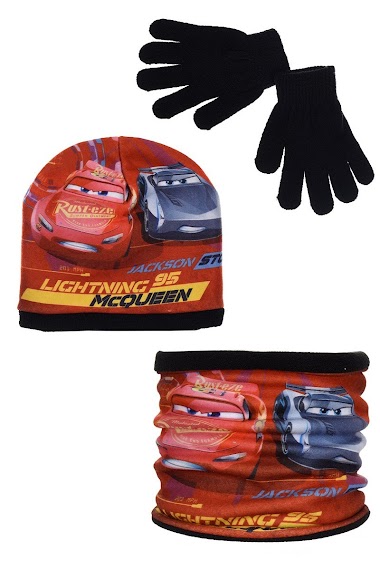 3pcs set beanie+gloves+snood CARS