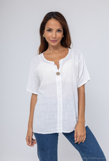 Wholesaler Catherine Style - Short-sleeved blouse with Tunisian collar