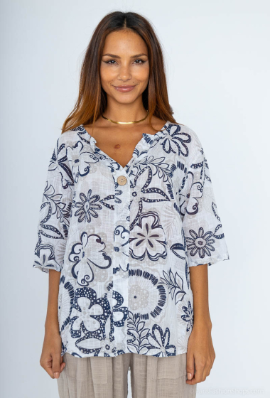 Wholesaler Catherine Style - cottony blouse with floral print