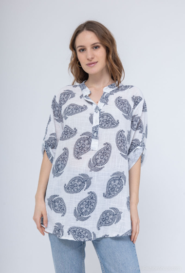 Wholesaler Catherine Style - Cashmere-print cotton blouse