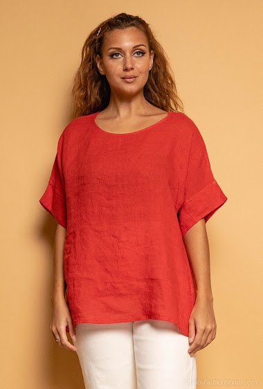 Wholesaler Catherine Style - Linen blouse round neck