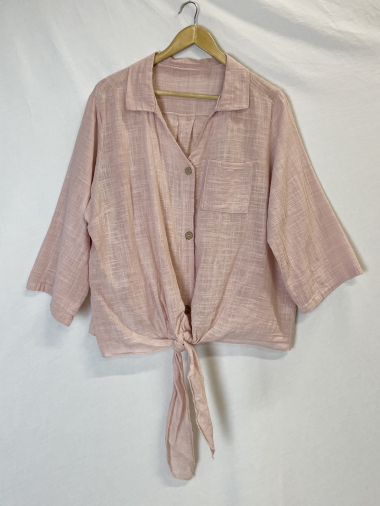 Wholesaler Catherine Style - Cotton button-down blouse to tie