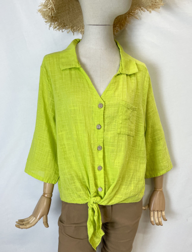 Großhändler Catherine Style - Button-Down-Bluse aus Baumwolle zum Binden