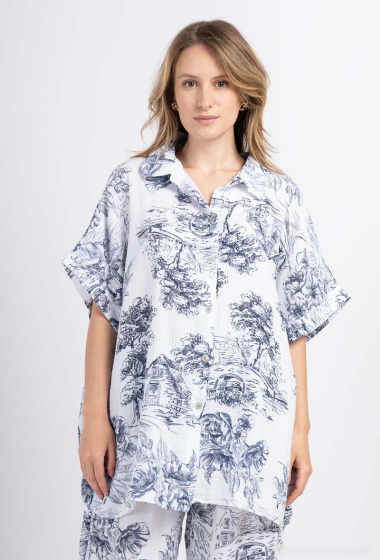 Großhändler Catherine Style - Bedruckte Bluse aus Baumwollgaze