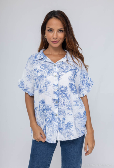 Wholesaler Catherine Style - Printed cotton gauze blouse