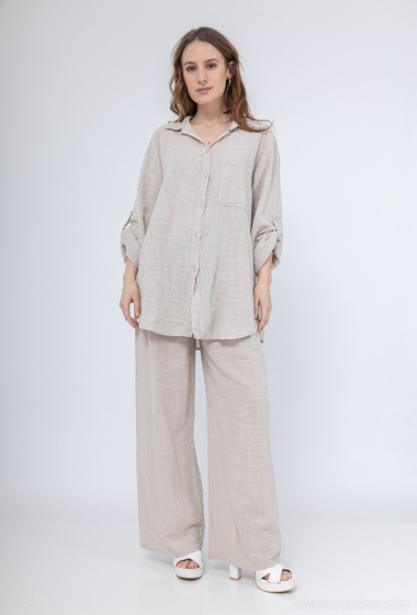 Großhändler Catherine Style - Bluse aus Baumwollcanvas mit Tasche