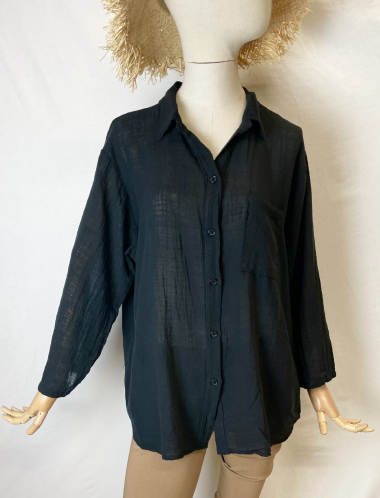 Wholesaler Catherine Style - Cotton canvas blouse with pocket
