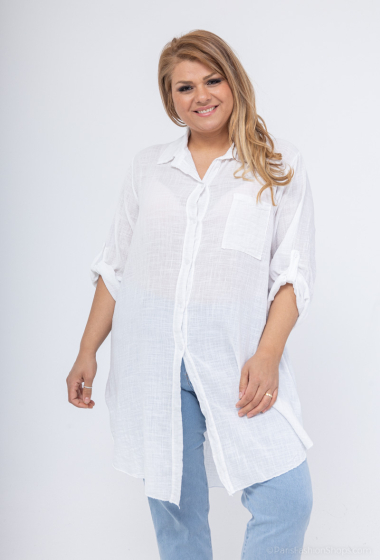 Wholesaler Catherine Style - Blouse in loose pocketed cotton canvas