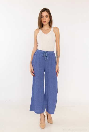 Wholesaler Catherine Style - Wide-leg linen pants with pocket
