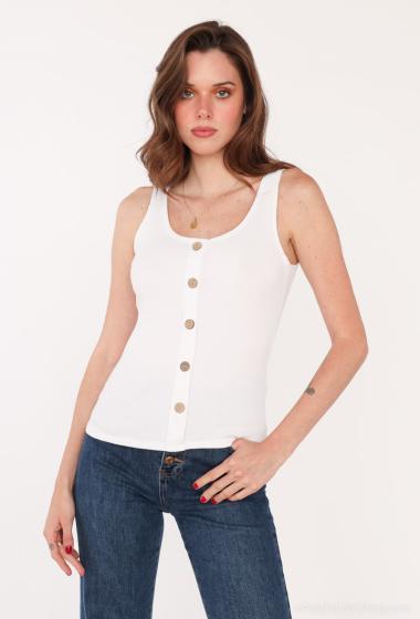 Wholesaler Catherine Style - Classic Buttoned Stretch Ribbed Tank Top