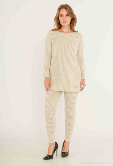Wholesaler Catherine Style - Ribbed knit sweater and pants set