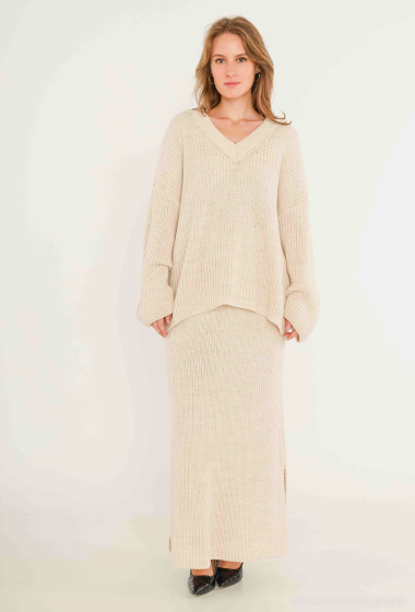 Wholesaler Catherine Style - Knitted sweater and long skirt set
