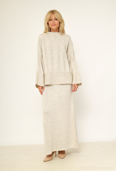 Wholesaler Catherine Style - Knitted sweater and long flared skirt set
