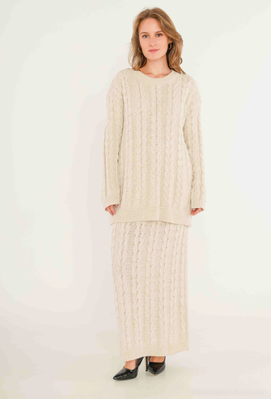 Wholesaler Catherine Style - Cable knit sweater and maxi skirt set