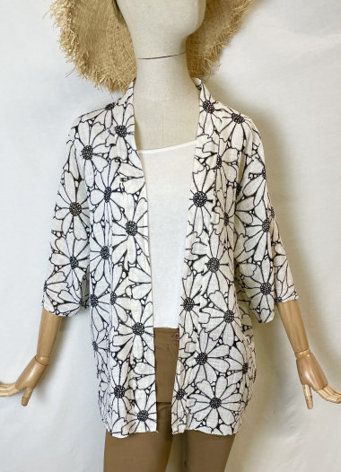 Wholesaler Catherine Style - Open cotton cardigan with floral prints
