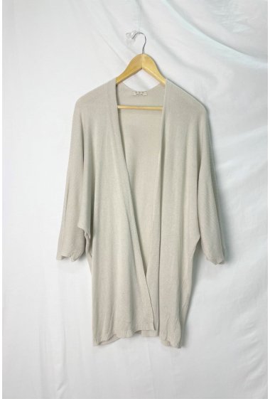 Wholesaler Catherine Style - Open fine knit cardigan with short 3/4 sleeve