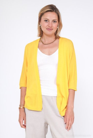 Wholesalers Catherine Style - Open fine knit cardigan with short 3/4 sleeve