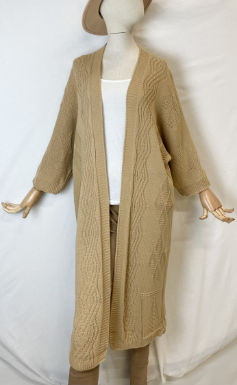 Grossiste Catherine Style - Gilet longue à maille tricotés