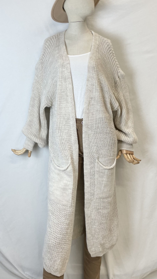 Wholesaler Catherine Style - Long pocketed knit cardigan