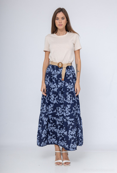 Wholesaler Catherine Style - floral print belted skirt