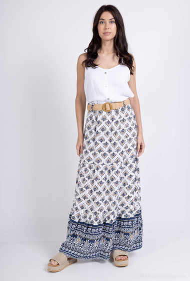 Wholesaler Catherine Style - Flowing skirt with printed belt