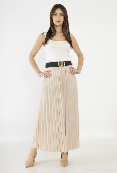 Wholesaler Catherine Style - Textured pleated skirt with offet belt