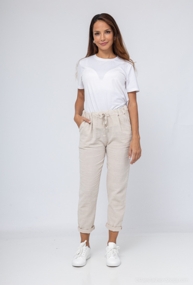 Wholesaler Catherine Style - Pocketed Elasticated Lace-up Casual Trousers