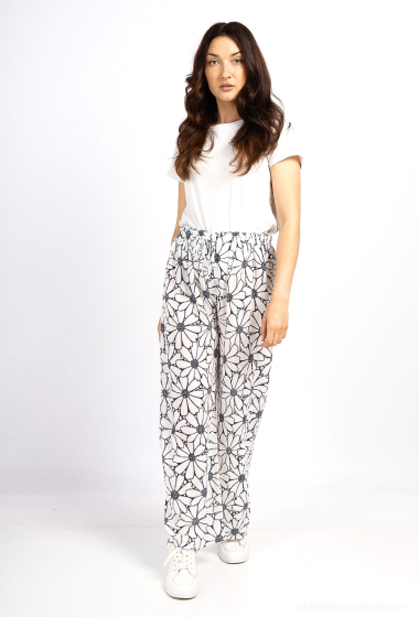 Grossiste Catherine Style - Pantalon en coton à imprimée fleurie