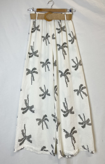 Wholesaler Catherine Style - Palm-print cotton gauze pants