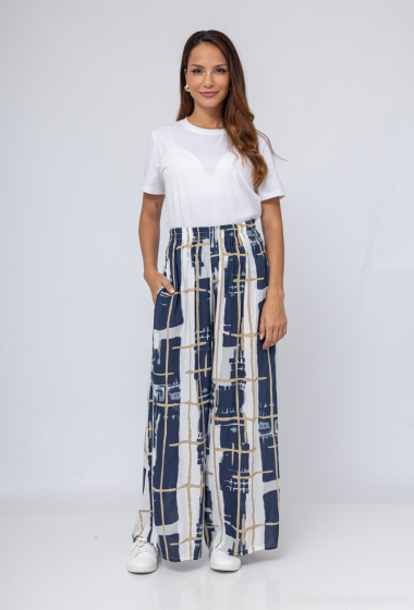 Wholesaler Catherine Style - Flowy checkered print pants