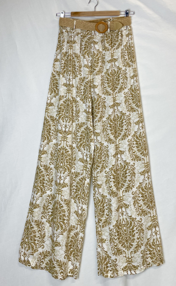 Grossiste Catherine Style - Pantalon fluide à imprimée à ceinture