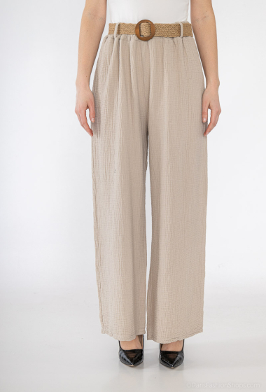 Wholesaler Catherine Style - Wide-leg pants with cotton gauze belt