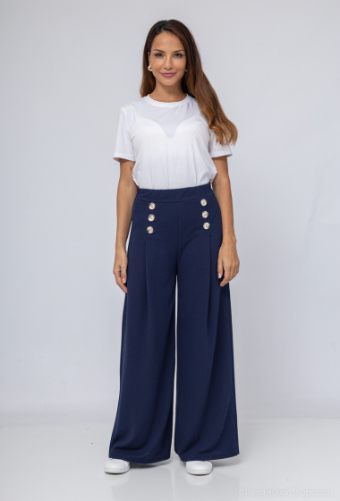 Wholesaler Catherine Style - double-button elastic wide-leg pants