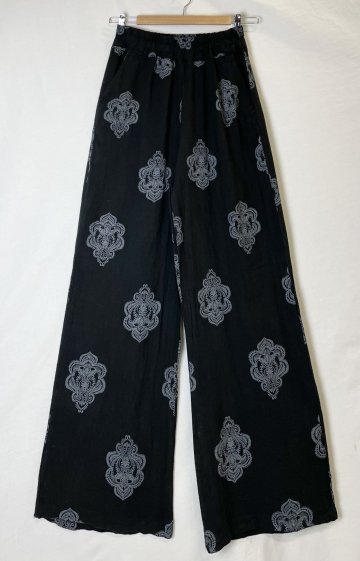 Großhändler Catherine Style - Baumwollhose mit weitem Bein und Taschenaufdruck