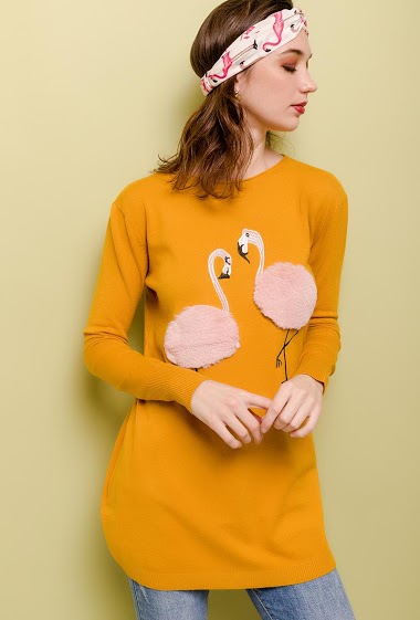 Grossiste Catherine Style - Pull avec flamants roses