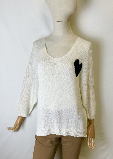 Wholesaler Bobo Glam' - Short sleeve heart knit sweater