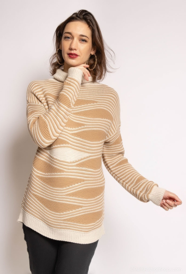 Wholesaler Catherine Style - Loose two-tone turtleneck knitted sweaters