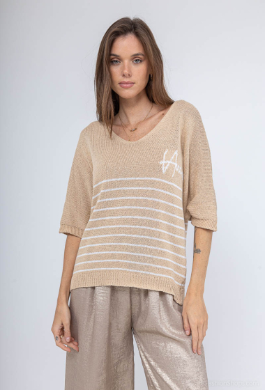 Wholesaler Catherine Style - Love striped knitted sweaters