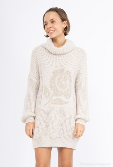 Wholesaler Catherine Style - Soft knit sweaters with golden rose pattern cowl neck
