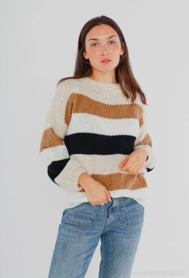 Wholesaler Catherine Style - Soft tricolor cloudy knit sweaters