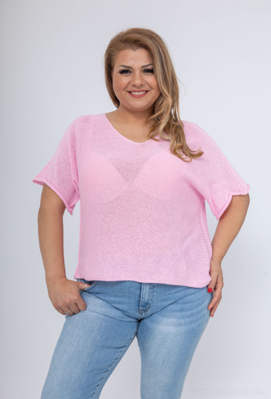 Wholesaler Catherine Style - Short-sleeved loose cotton knitted sweaters