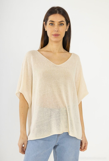 Wholesaler Catherine Style - Short-sleeved loose cotton knitted sweaters