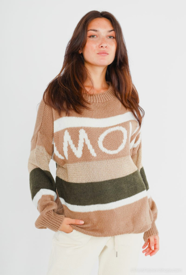 Wholesaler Catherine Style - AMOUR tricolor fine knit sweaters