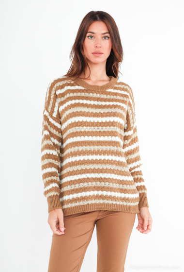 Wholesaler Catherine Style - Gold tricolor textured knit sweaters