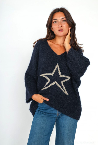 Wholesaler Catherine Style - Wide Sleeve Golden Starry Honeycomb Loose Sweaters