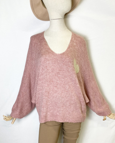 Wholesaler Catherine Style - Soft heather knit sweaters with gold hearts